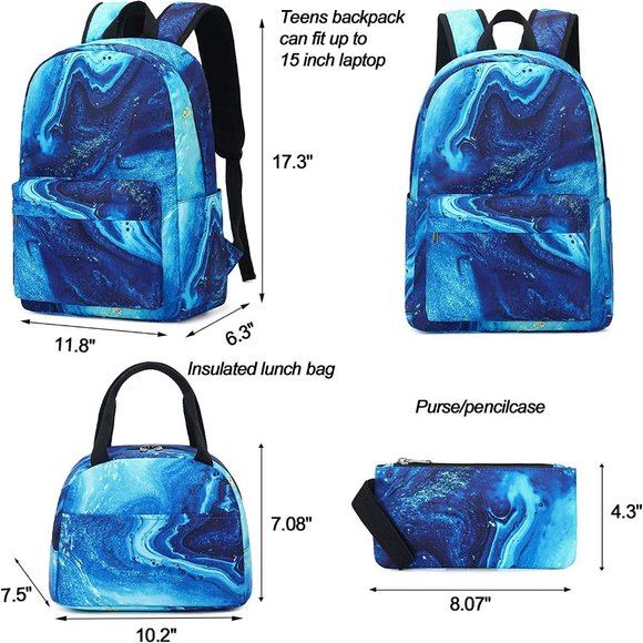 School Backpack Teens Boys Girls Cute Bookbag Schoolbag fit 15inch Laptop - Picture 4 of 5